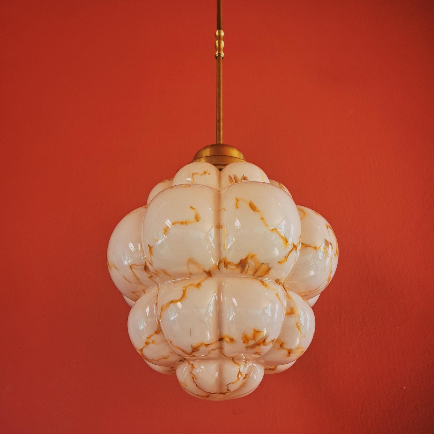 Art Deco Pink Marbled Murano Glass Pendant Light