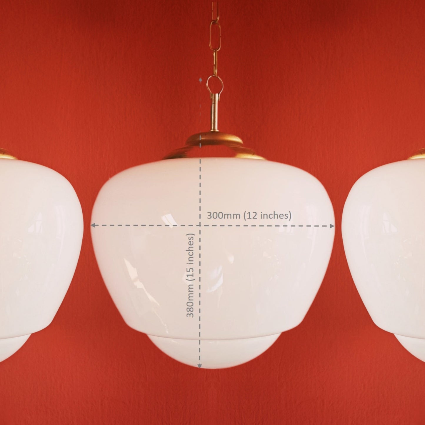 Large Vintage Milk Glass Pendant Light: Brass Kitchen Island Lighting