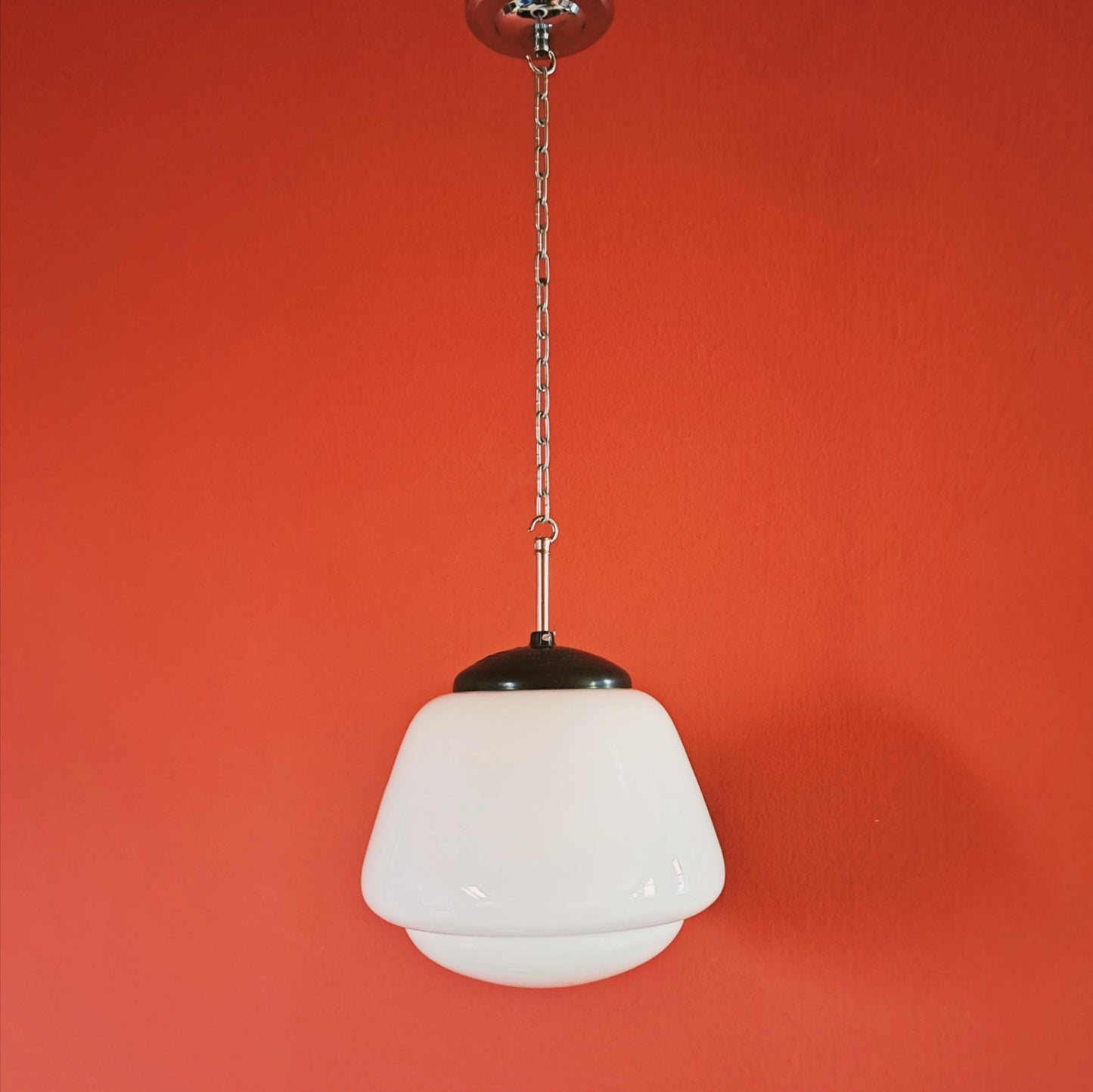 Mid Century Opaline Glass Schoolhouse Pendant Lights MULTIPLES AVAILABLE