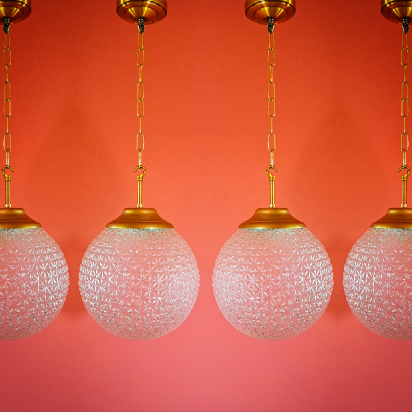 Mid Century Glass Globe Pendant Lights: Brass Kitchen Lighting