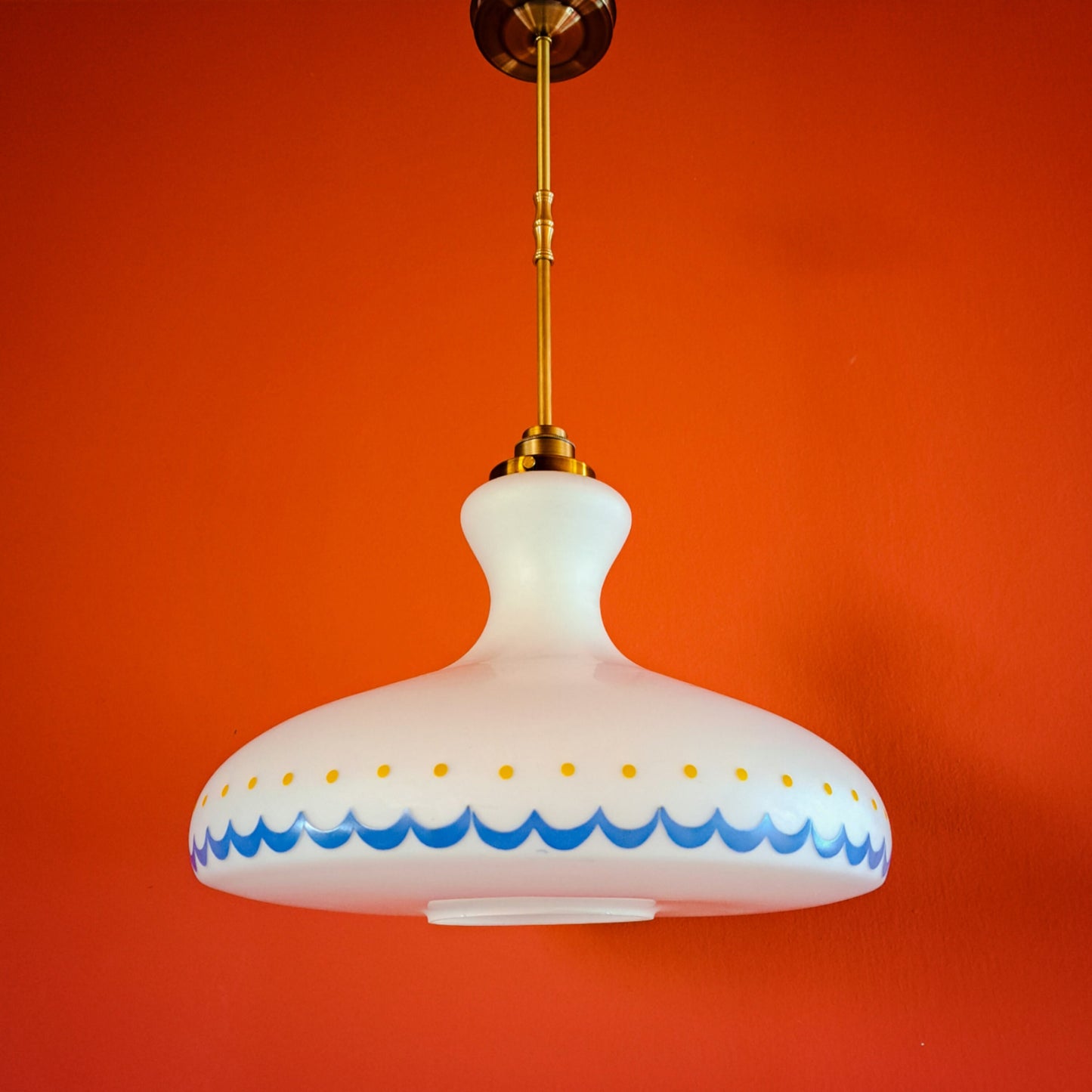 Opaline Glass Atomic UFO Pendant Light 1960s