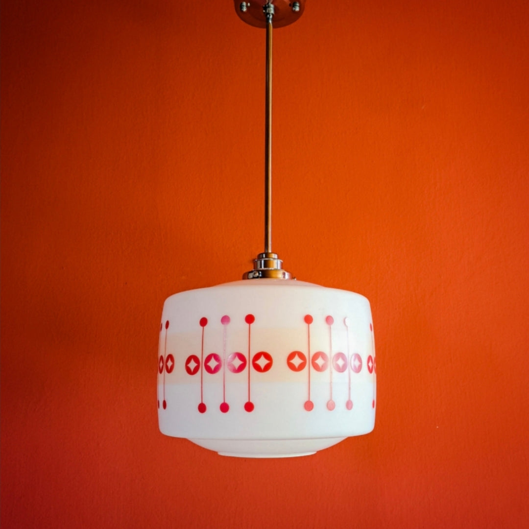 Vintage Opaline Glass Pendant Light 1960s Retro Space Age Lighting