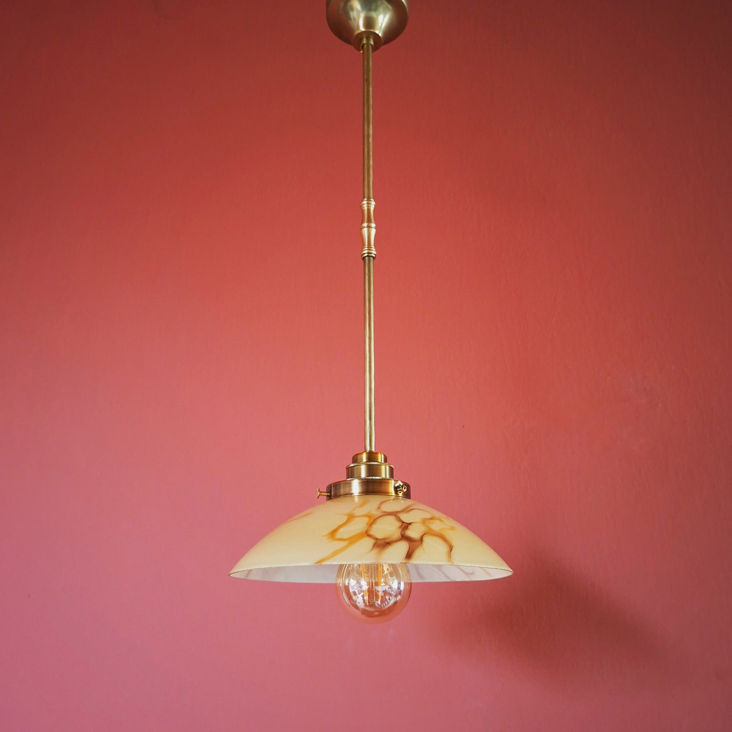 3 Vintage Cream Opaline Marble Glass Pendant Lights