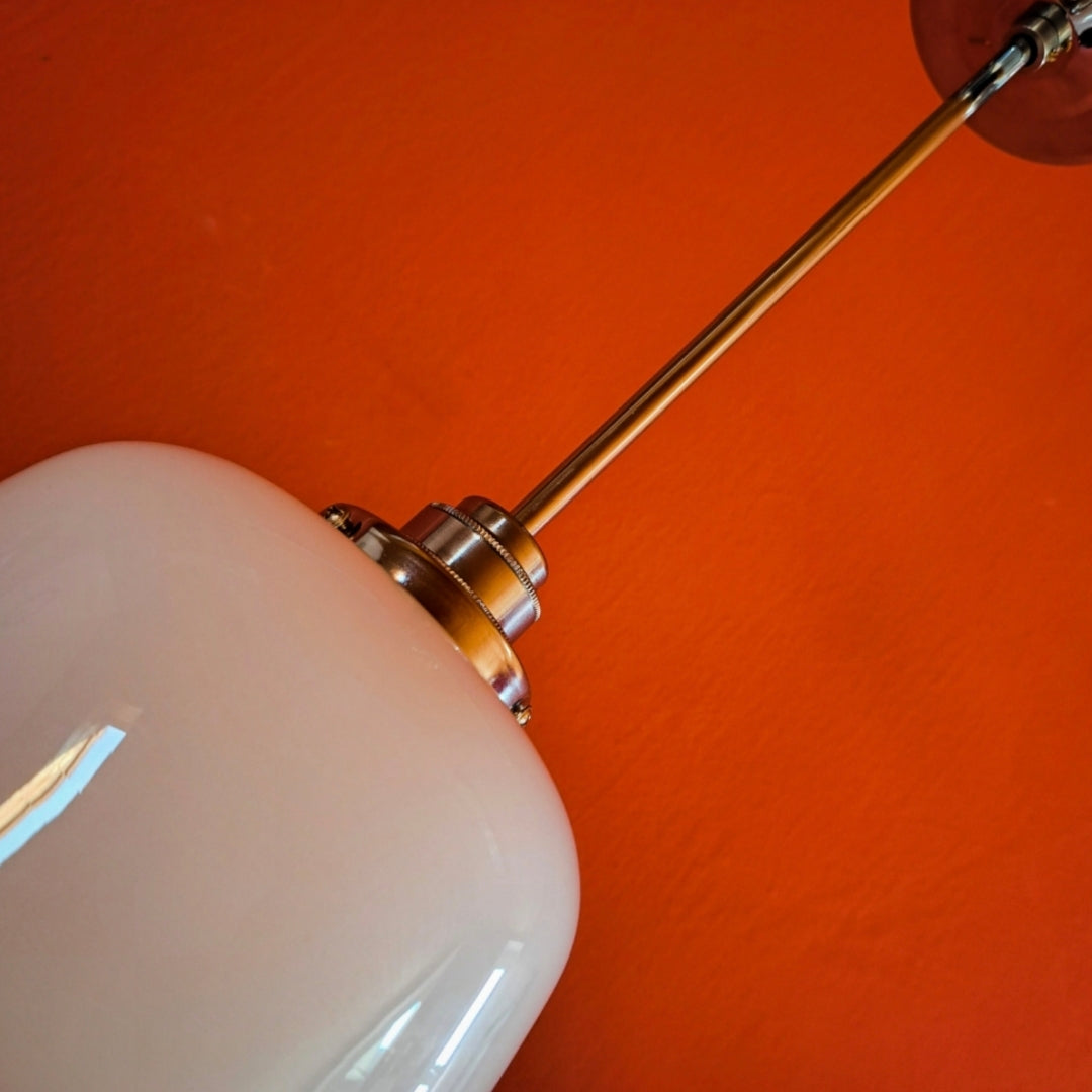 Vintage Opaline Glass Pendant Light 1960s Retro Space Age Light