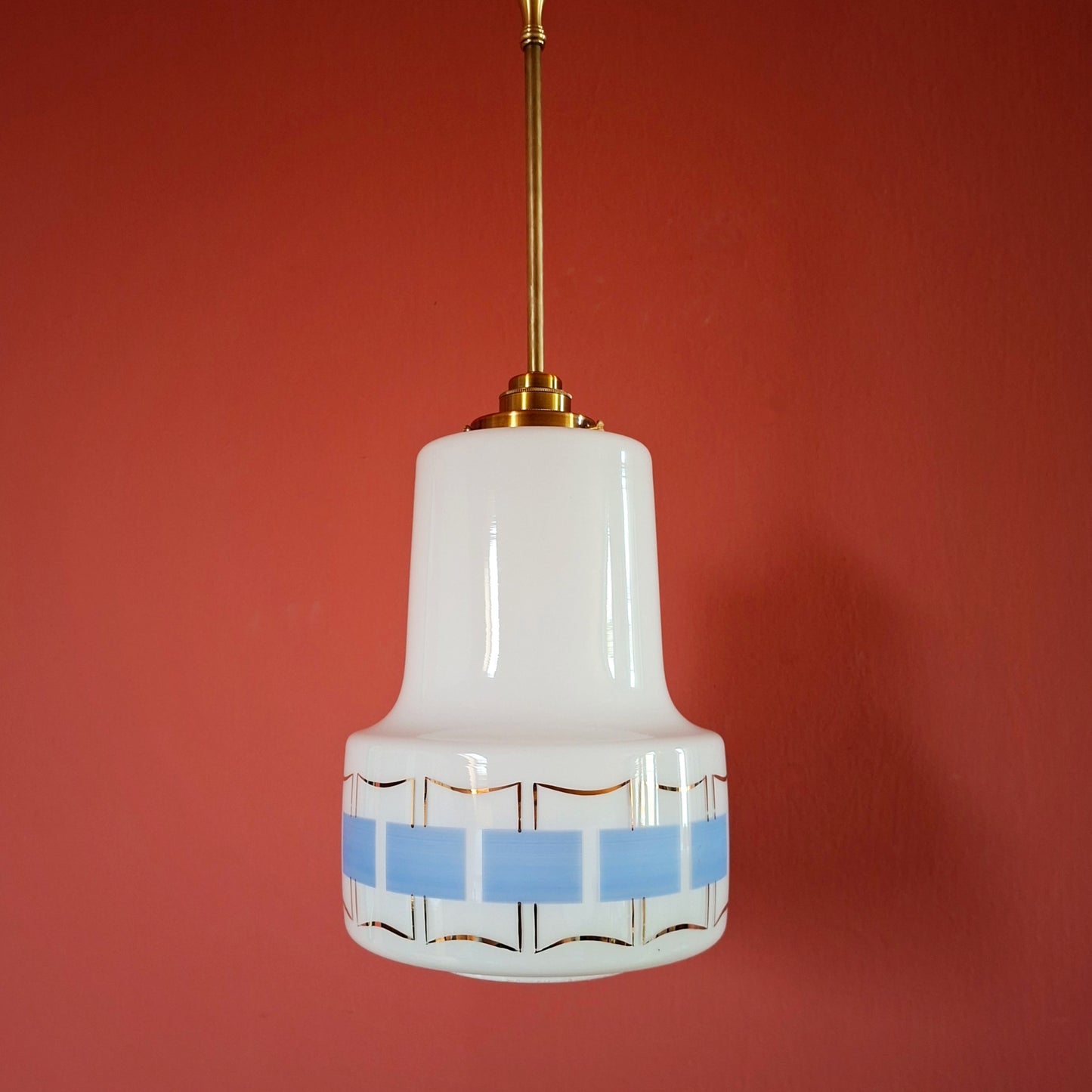 Blue Glass Pendant Ceiling Light Mid Century Retro Lighting