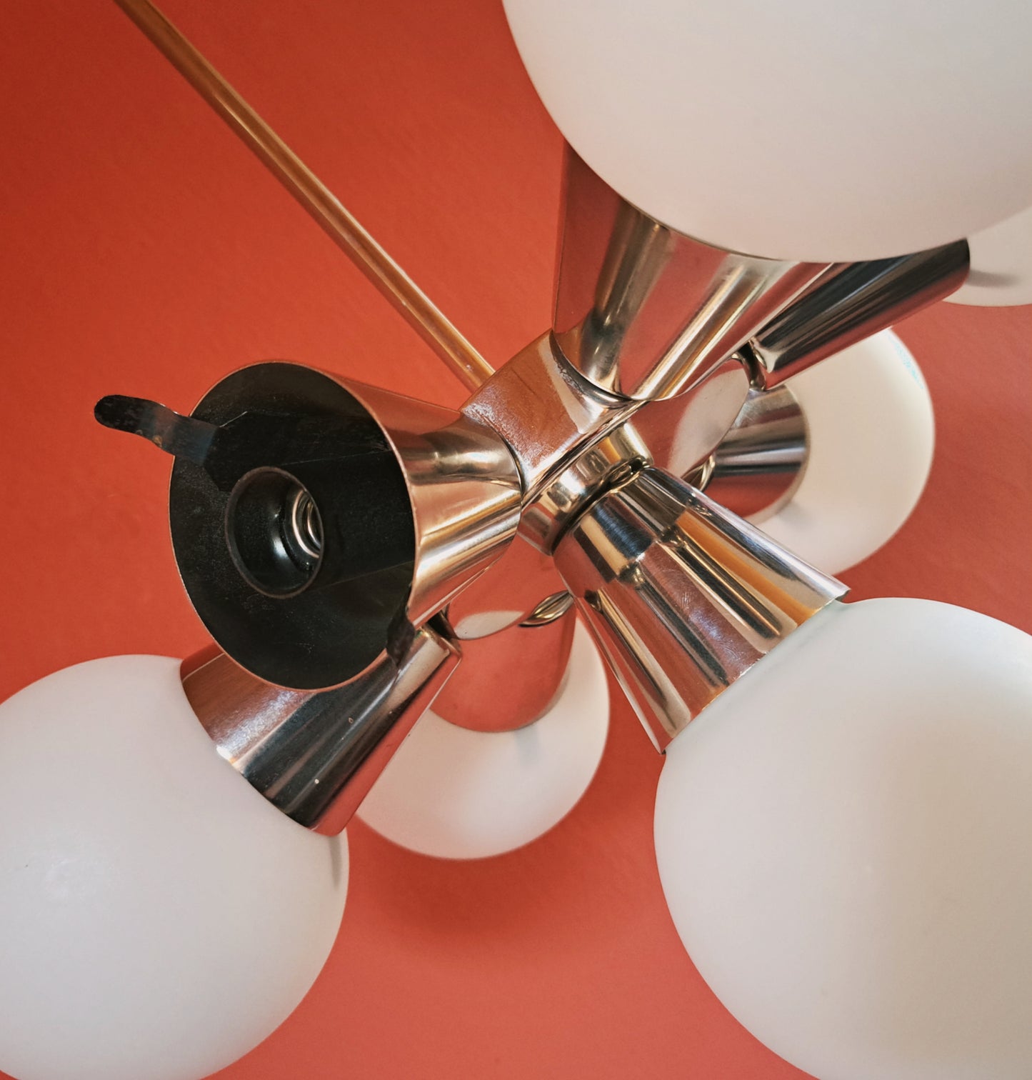 Mid Century Glass Chrome Sputnik Chandelier Pendant Light