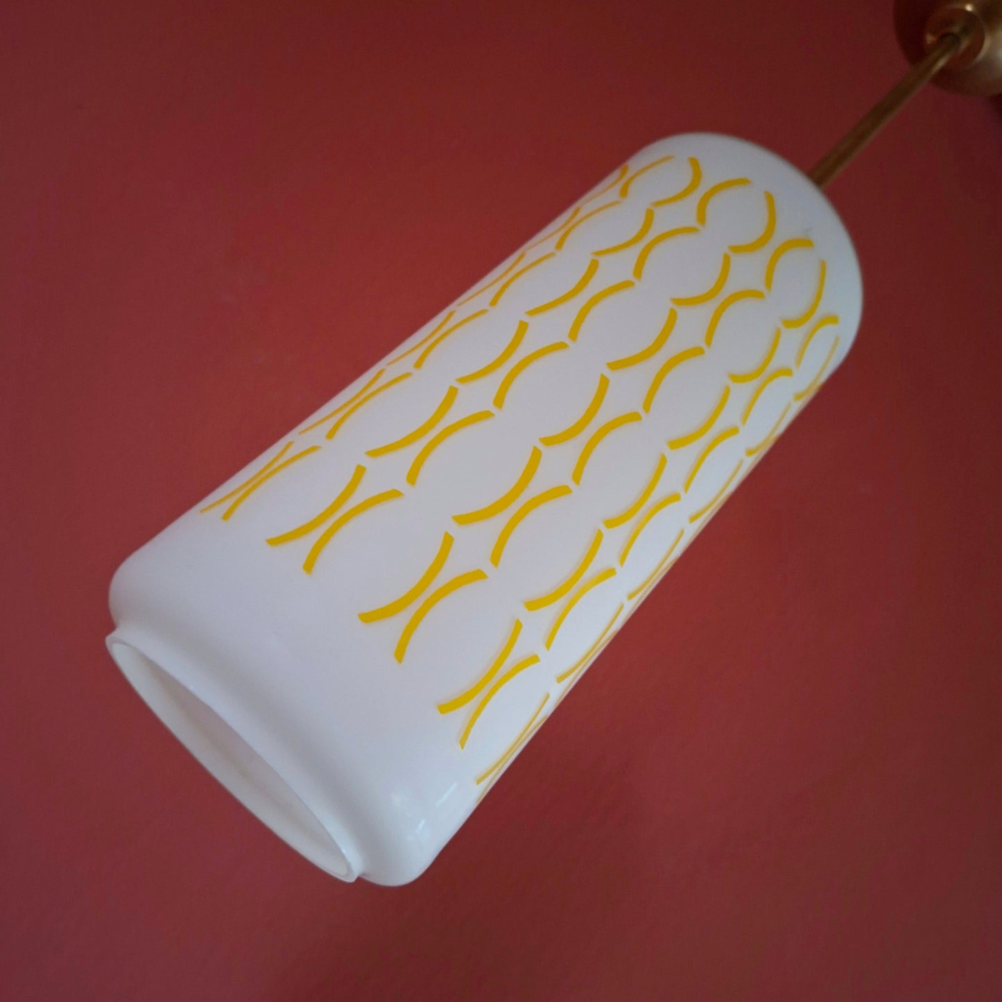 Yellow Glass Tube Pendant Ceiling Light Mid Century Retro Lighting
