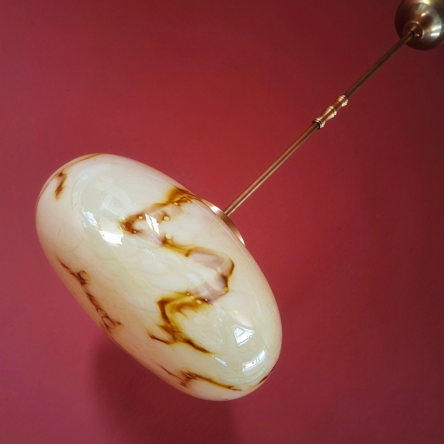 Marble Glass Pendant Light Mid-Century Modern Brass Chandelier