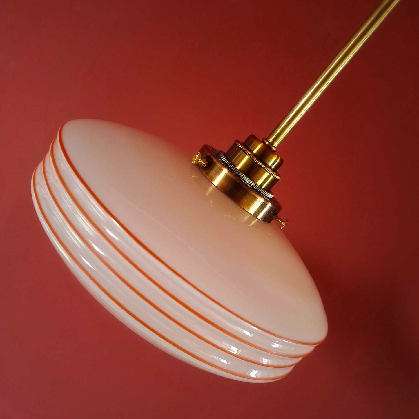 Striped Pink Glass Pendant Light Mid-Century Modern Lighting