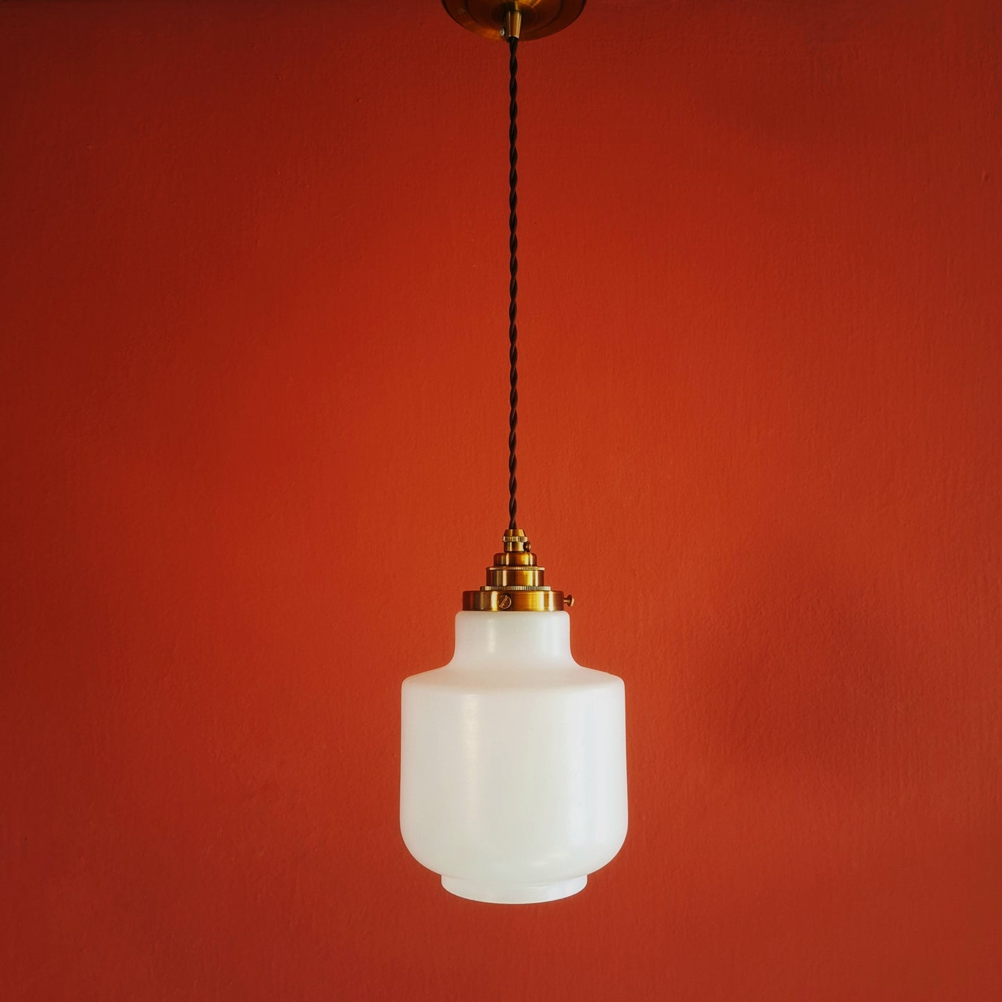 3 Vintage Milk Churn Lantern Opaline Glass Pendant Lights