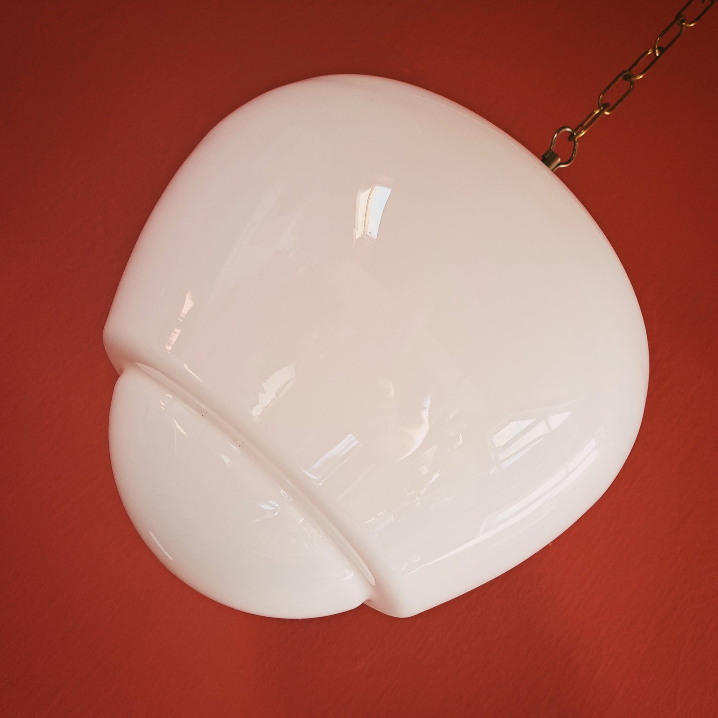 Large Vintage Milk Glass Pendant Light: Brass Kitchen Island Lighting