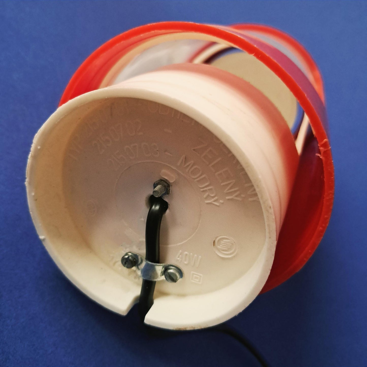 Pair of Space Age Bedside Lamps: 1960s Atomic Orange & White Plastic