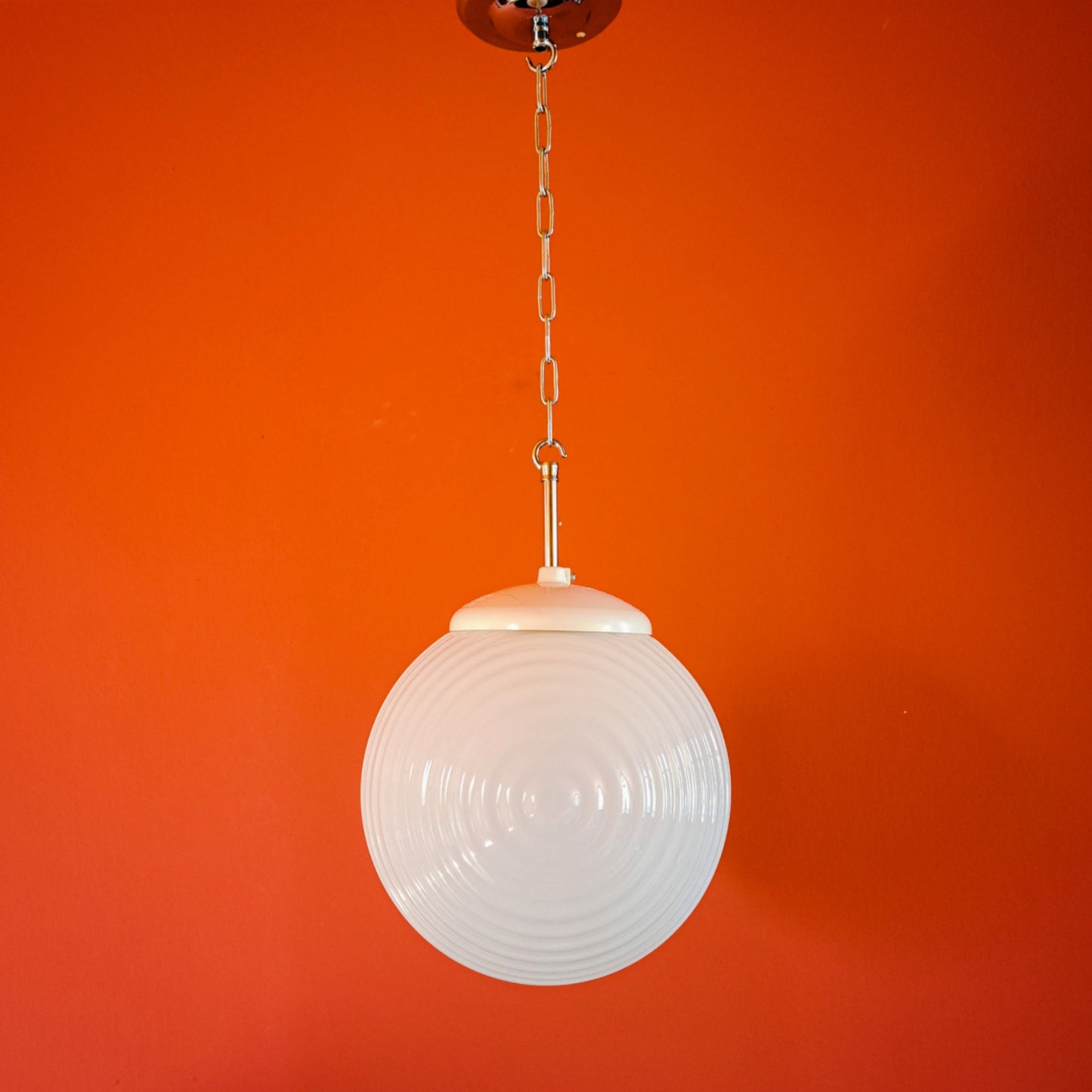 Vintage Opaline Glass Pendant Light: Mid-Century Modern Kitchen Lighting