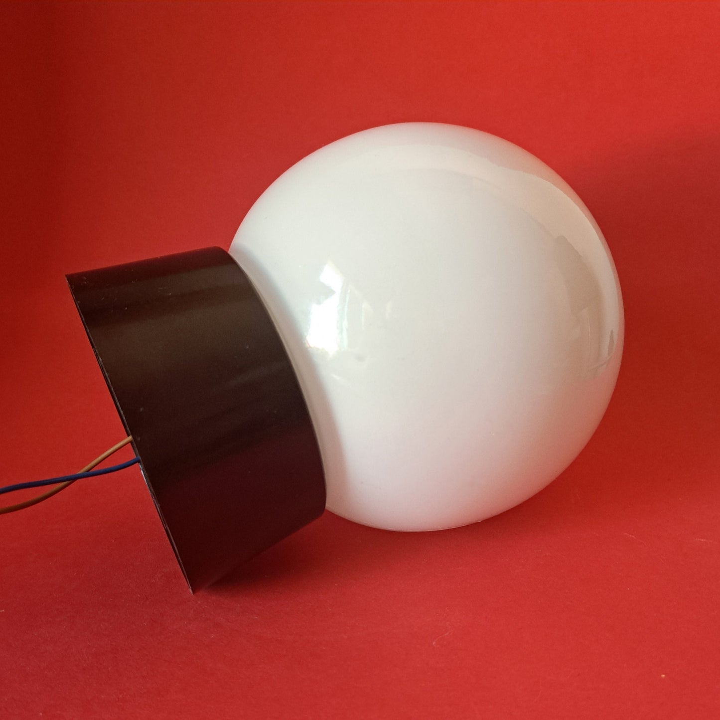 Mid Century Milk Glass Globe Sconce: Bauhaus Bakelite Lamp