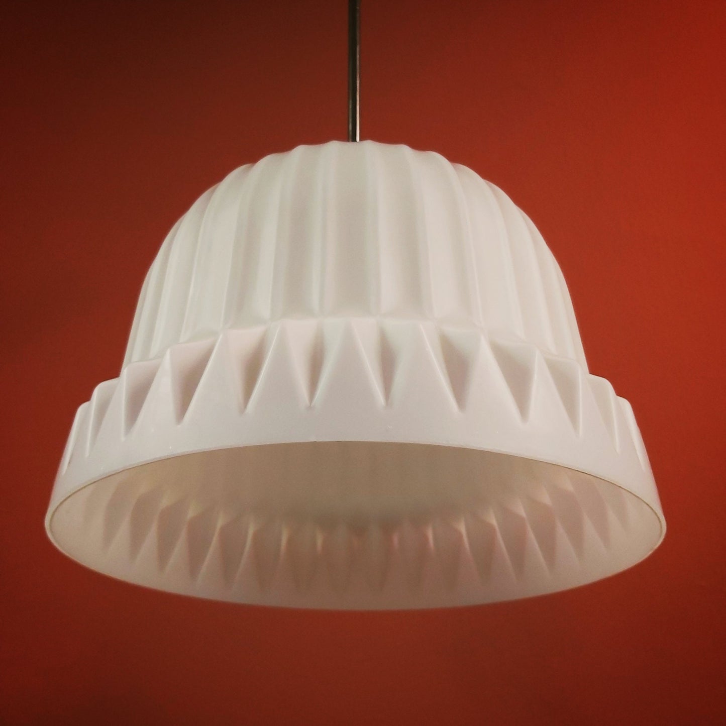Vintage Opaline Glass Pendant Light: Art Deco MCM Ceiling Lamp
