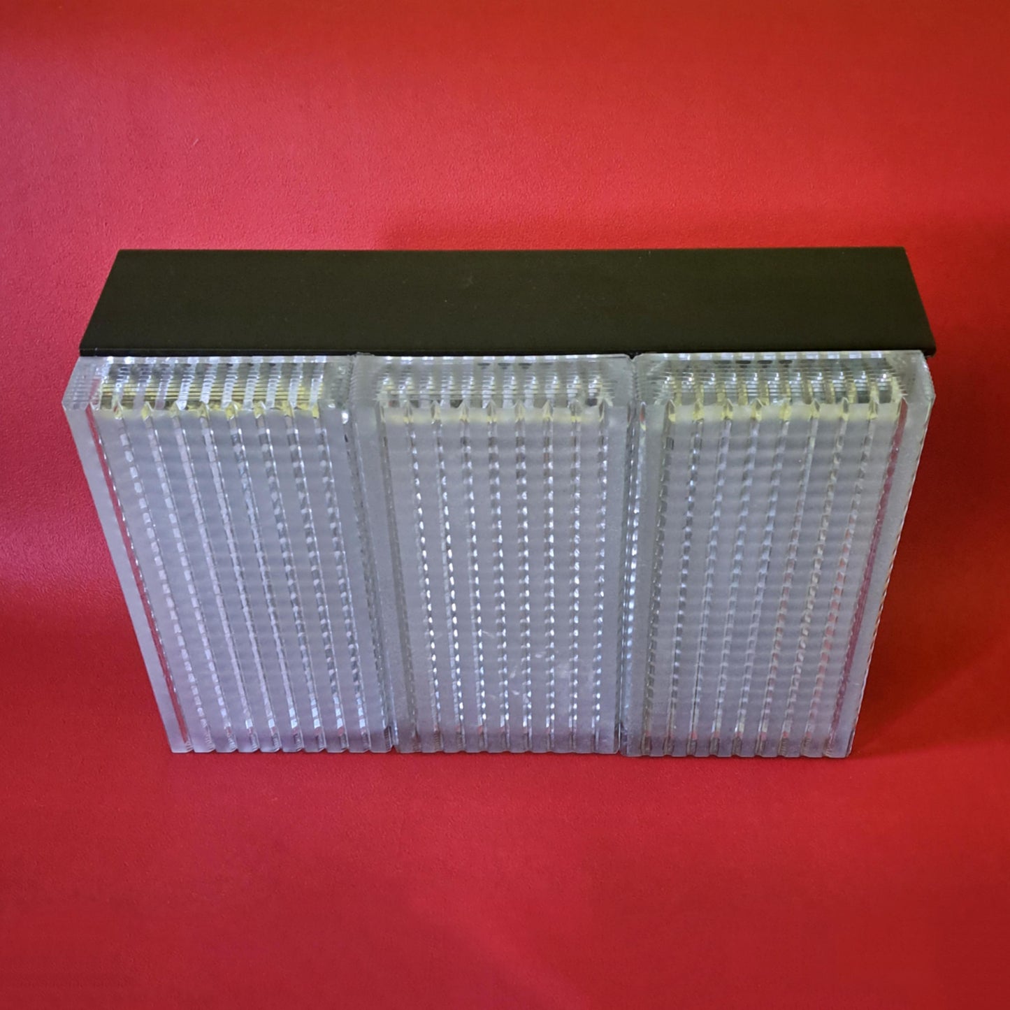 Mid Century Pressed Glass Sconce: Metal Flush Mount Ceiling Light