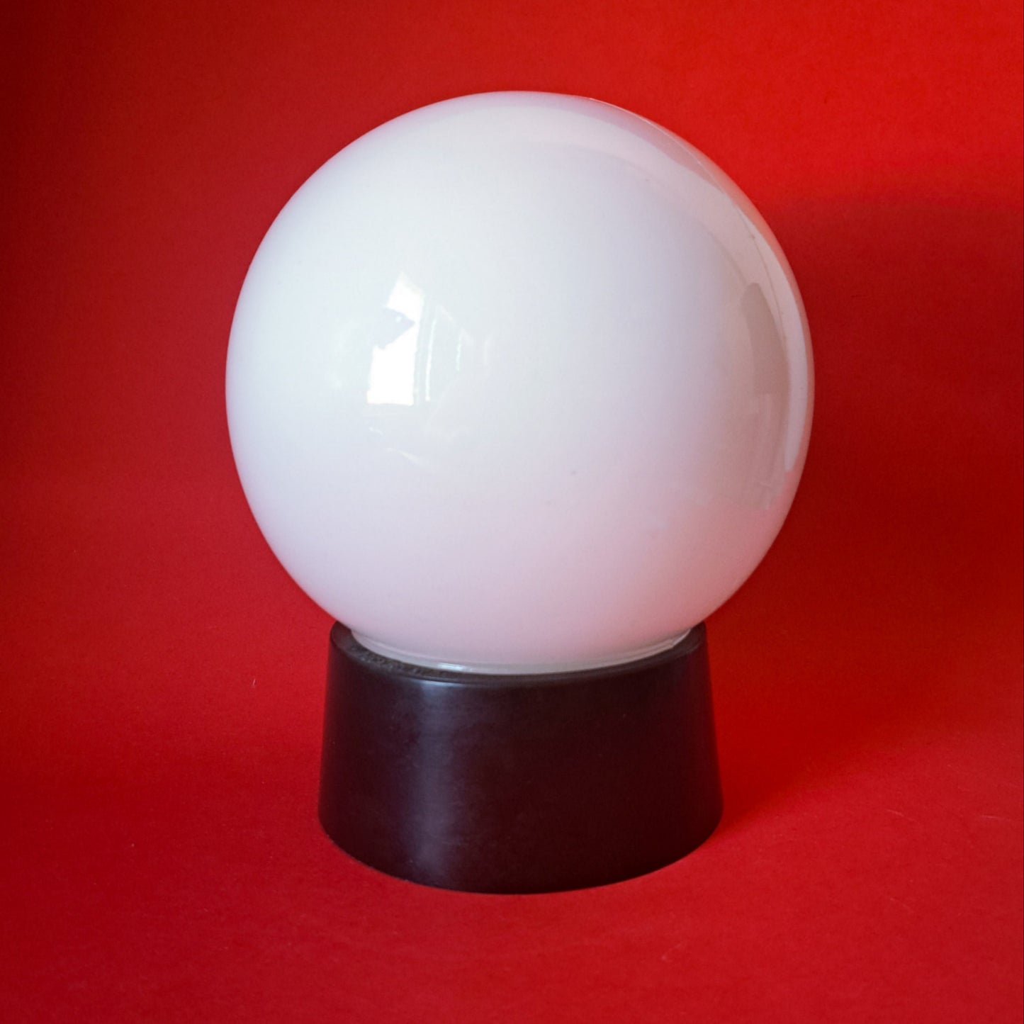 Mid Century Milk Glass Globe Sconce: Bauhaus Bakelite Lamp