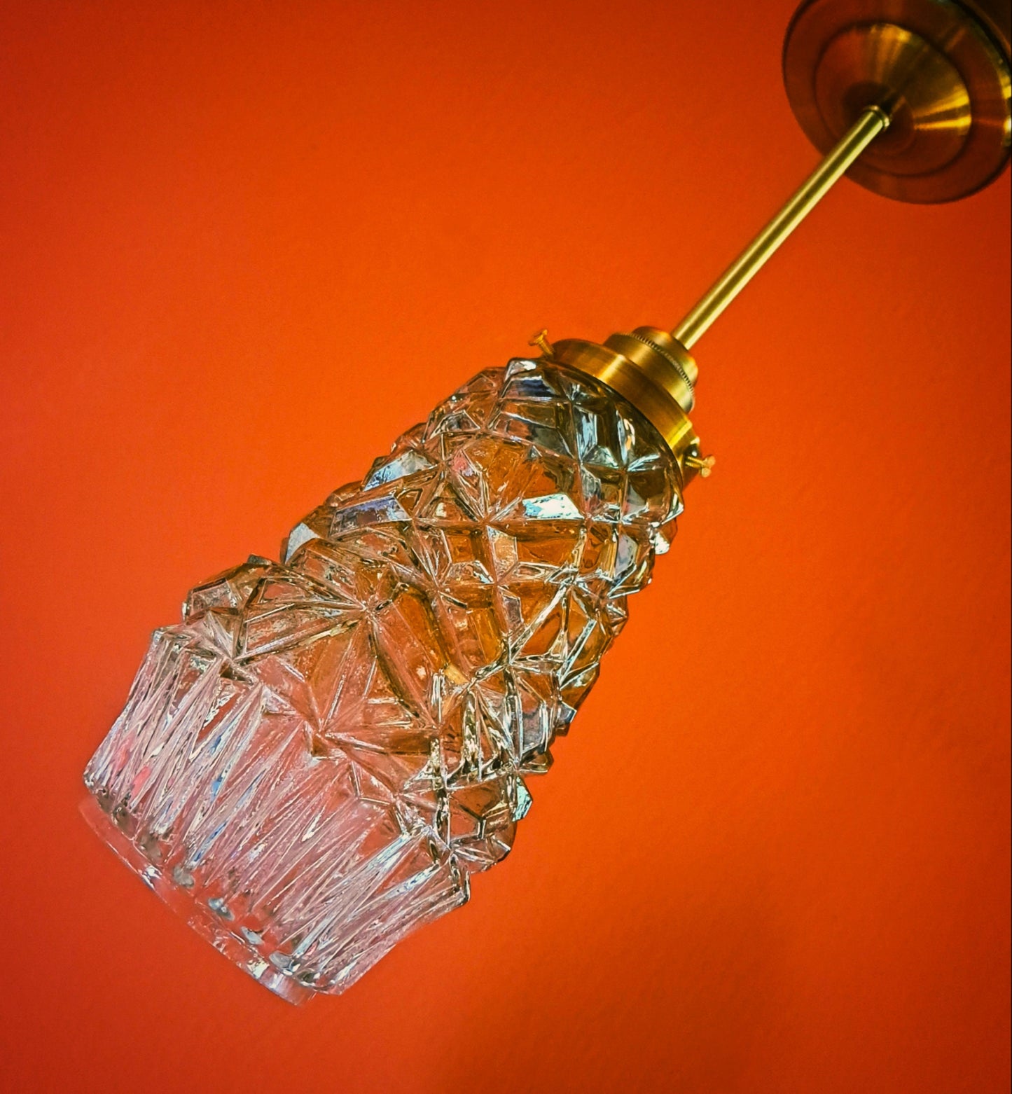 Vintage 1970s Bohemian Glass Pendant Lights (Set of 3)