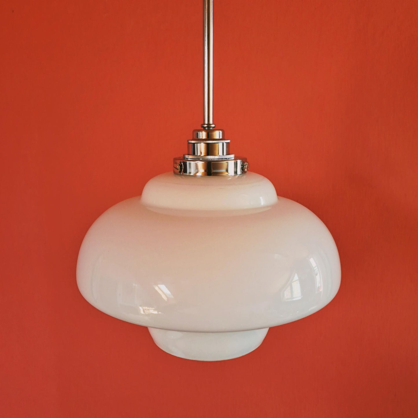 3 x Mid Century Opaline Glass Kitchen Pendant Lights 1960s Czechoslovakia