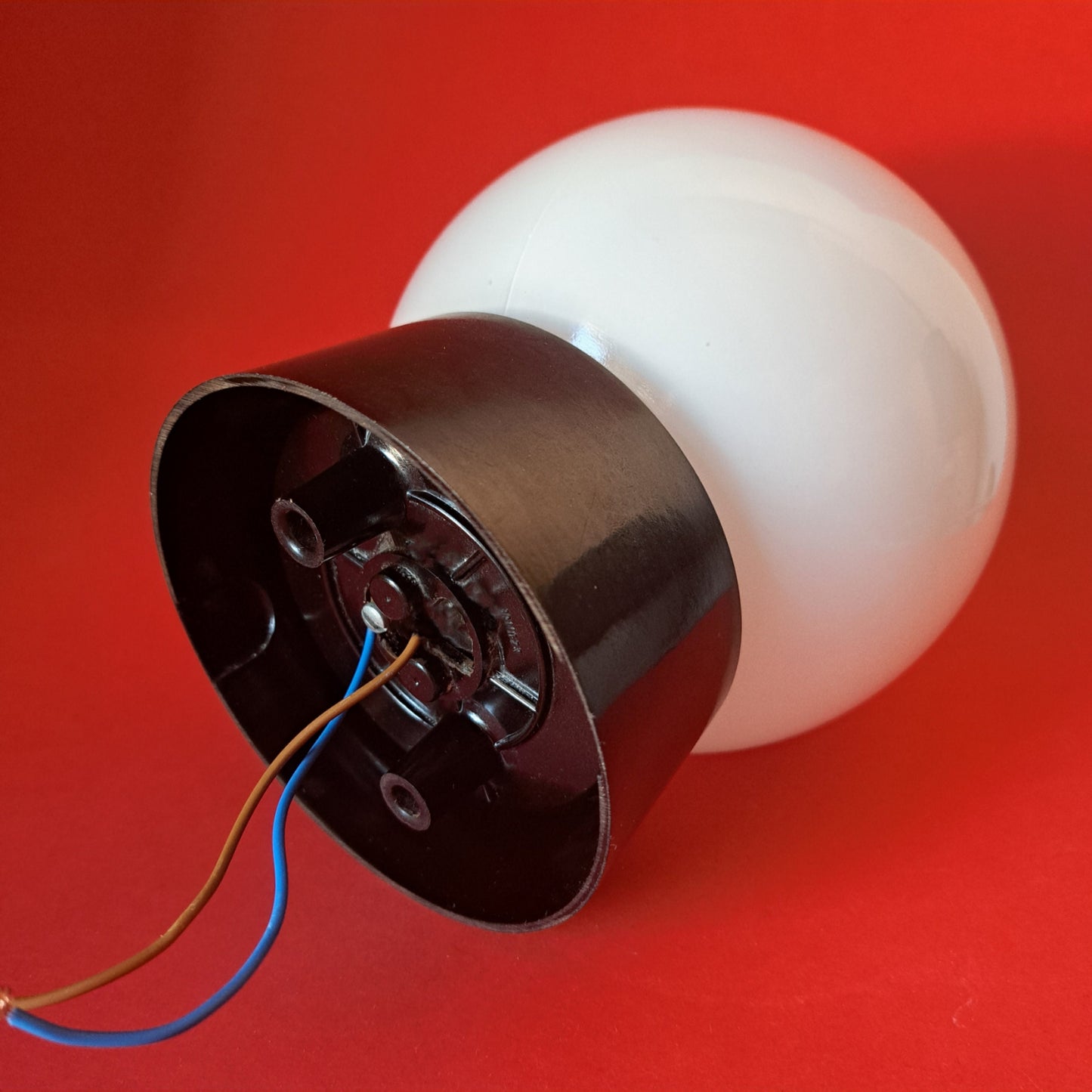 Mid Century Milk Glass Globe Sconce: Bauhaus Bakelite Lamp