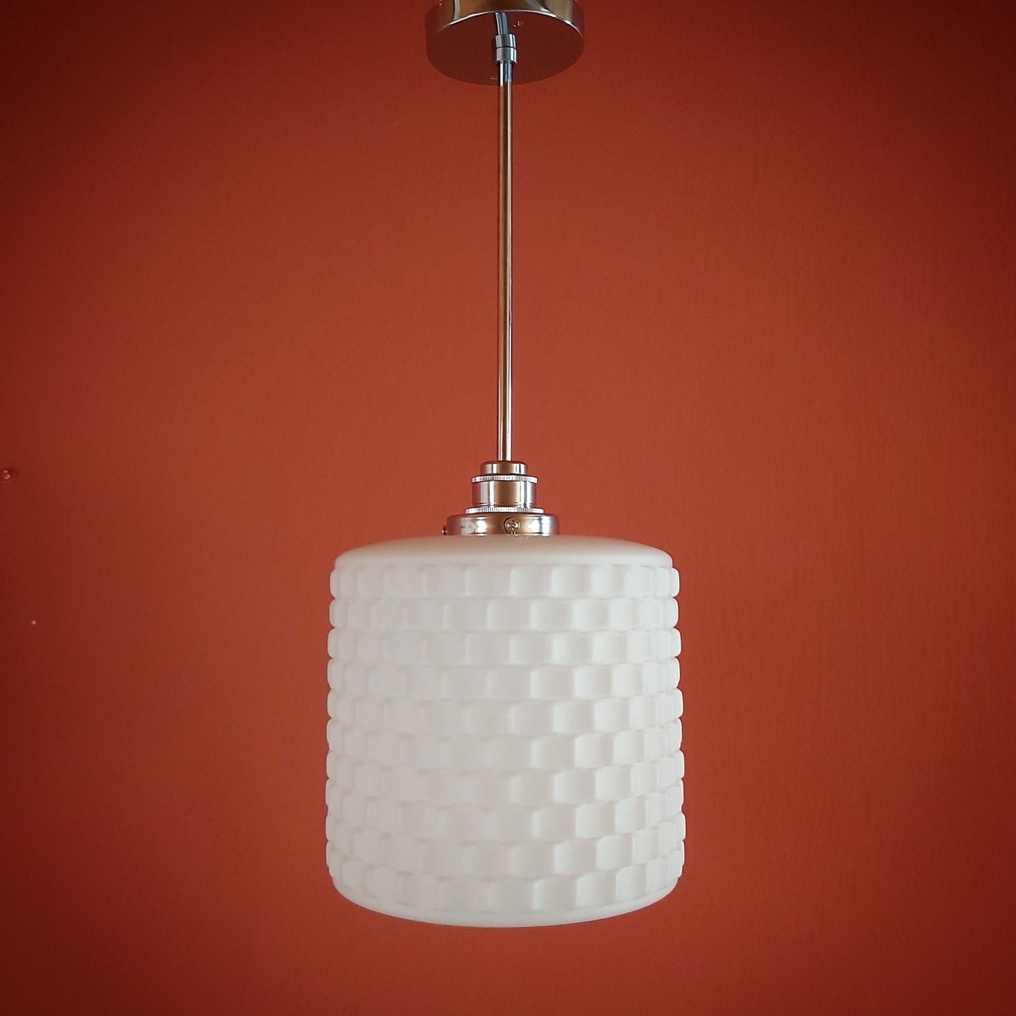 Vintage Opaline Glass pendant Light Mid Century MULTIPLES AVAILABLE
