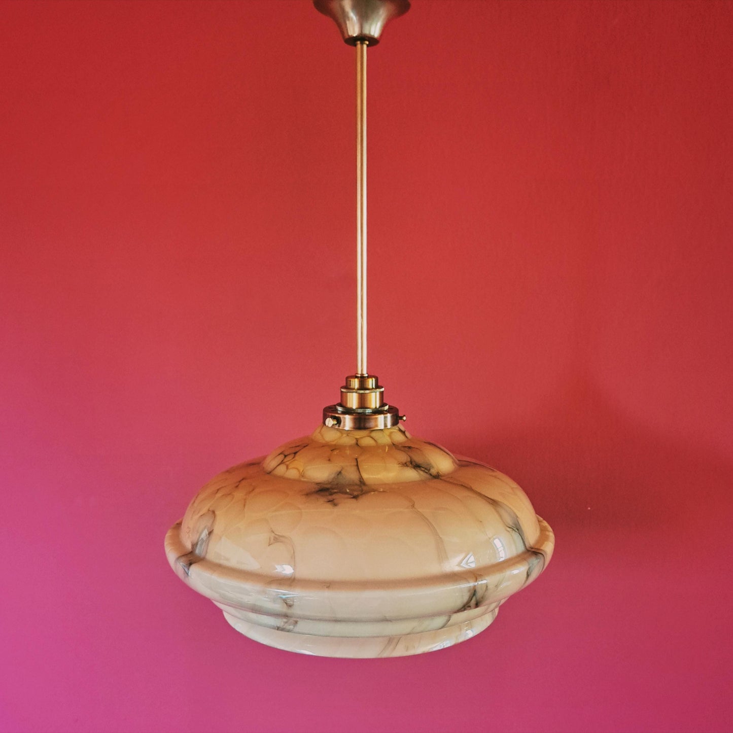 Art Deco Opaline Marbled Glass Pendant Light