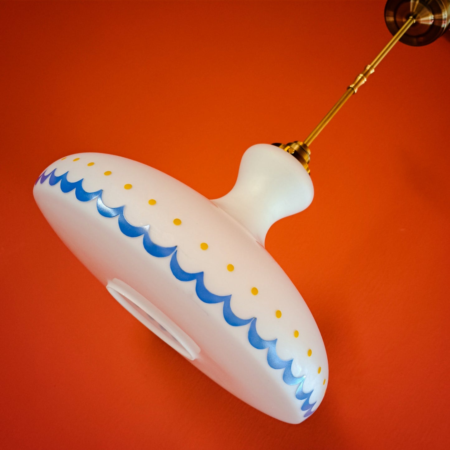 Opaline Glass Atomic UFO Pendant Light 1960s