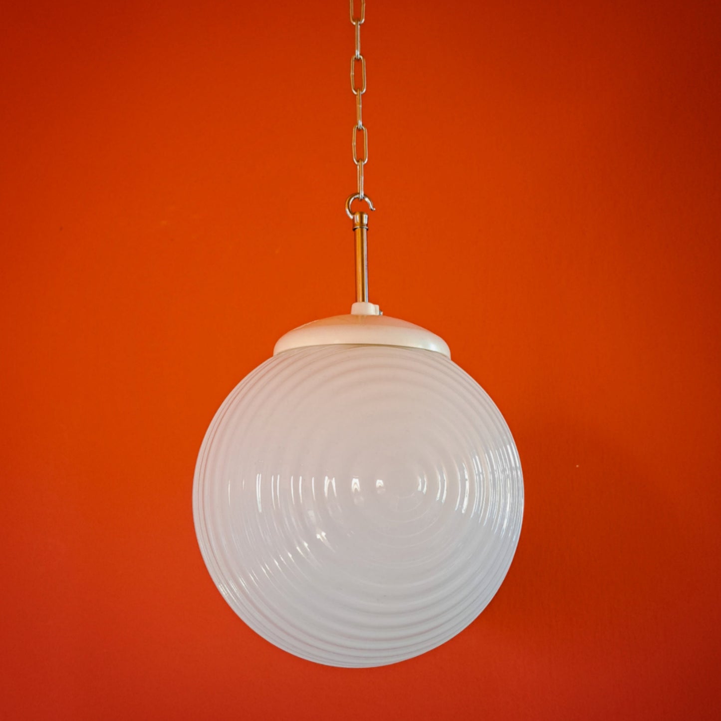 Vintage Opaline Glass Pendant Light: Mid-Century Modern Kitchen Lighting
