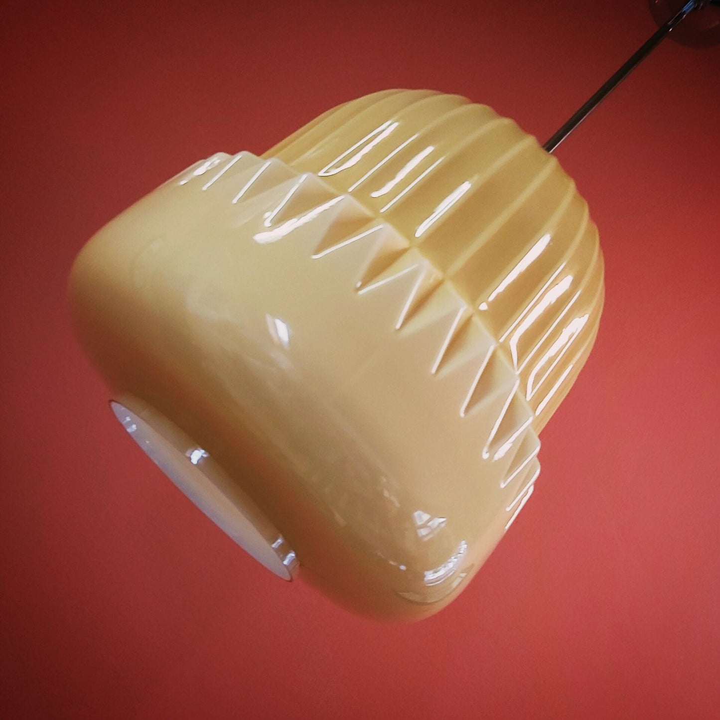 Vintage Opaline Glass Pendant Light: Mid-Century Modern Cream Lighting