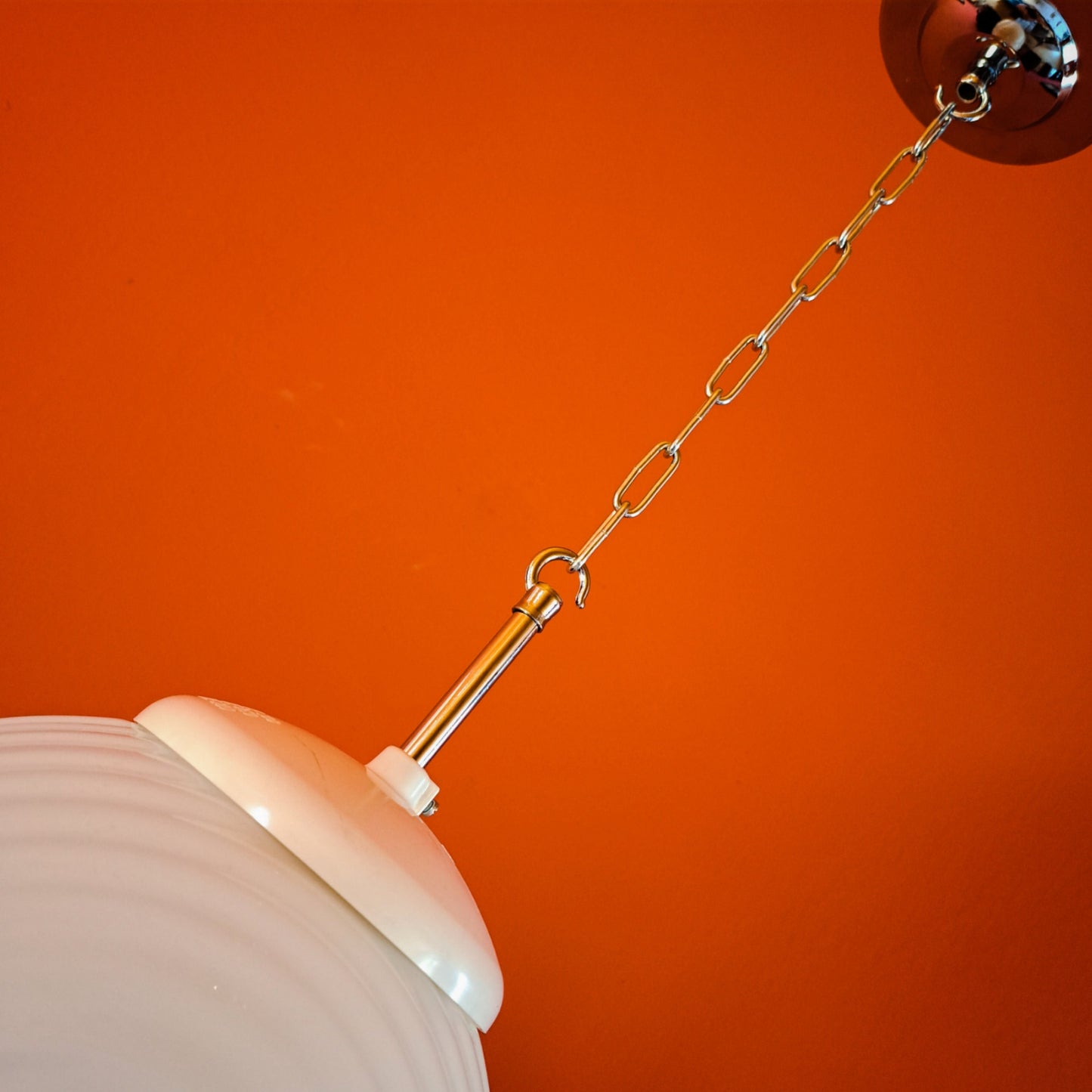 Vintage Opaline Glass Pendant Light: Mid-Century Modern Kitchen Lighting