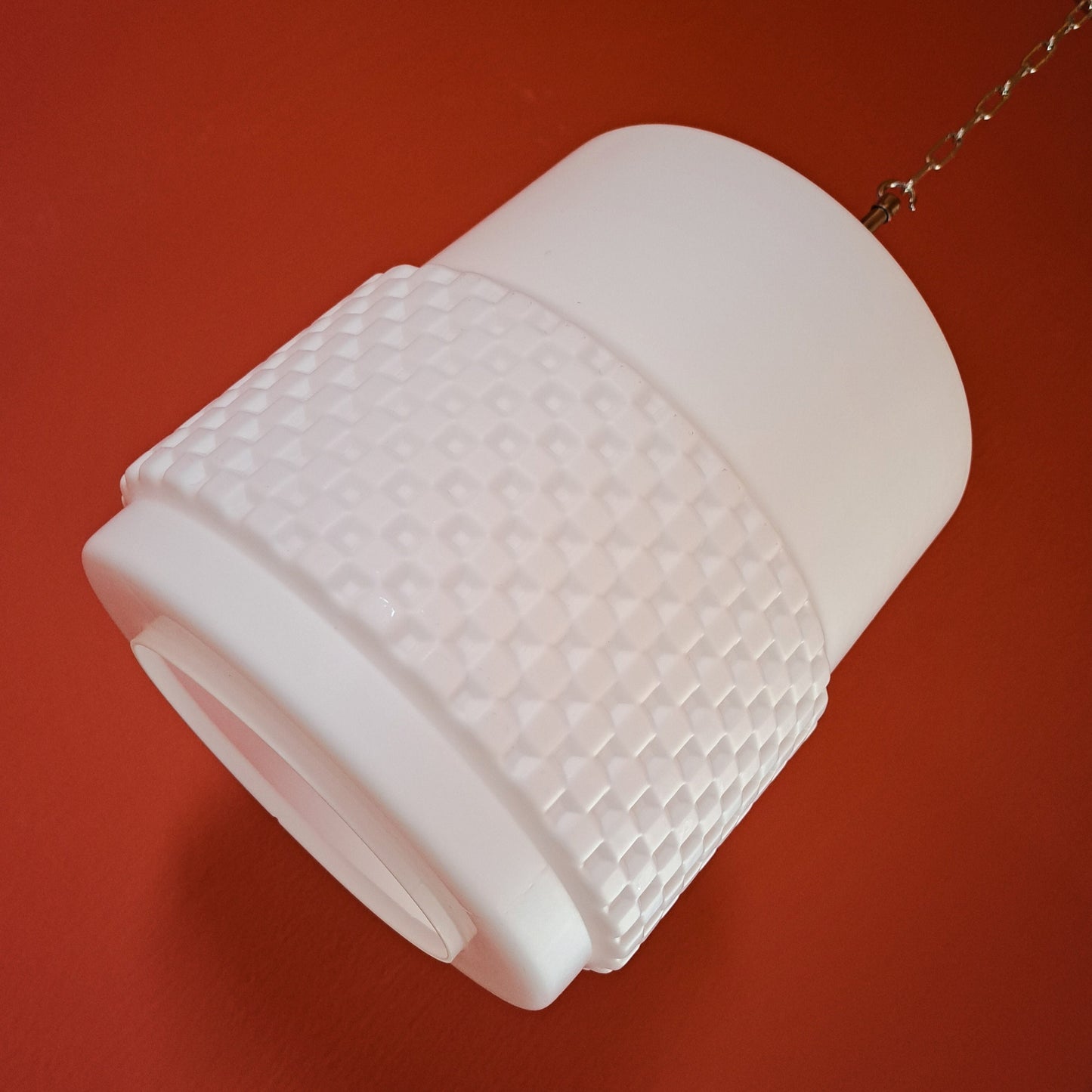 Large Vintage Opaline Glass Pendant Light