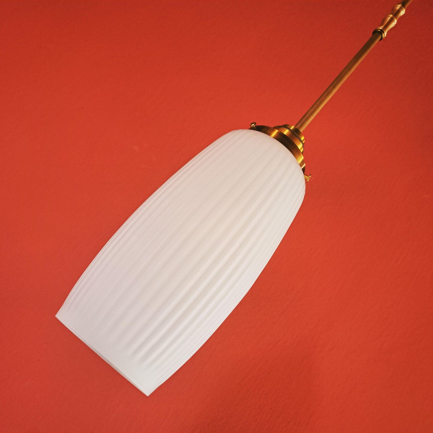 Vintage Ribbed Opaline Glass Pendant Lights MULTIPLES AVAILABLE