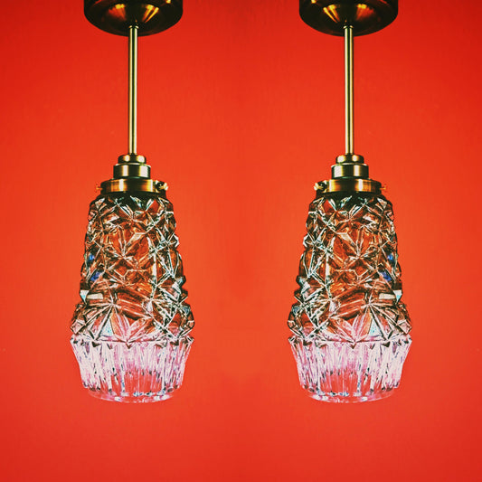Vintage Murano Style Glass Pendant Lights: Bohemian Crystal, 1970s (Set of 3)