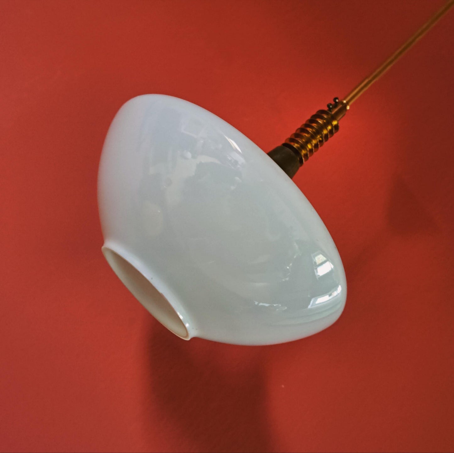 Mid Century Opaline Glass Pendant Light Vintage Brass MULTIPLES AVAILABLE