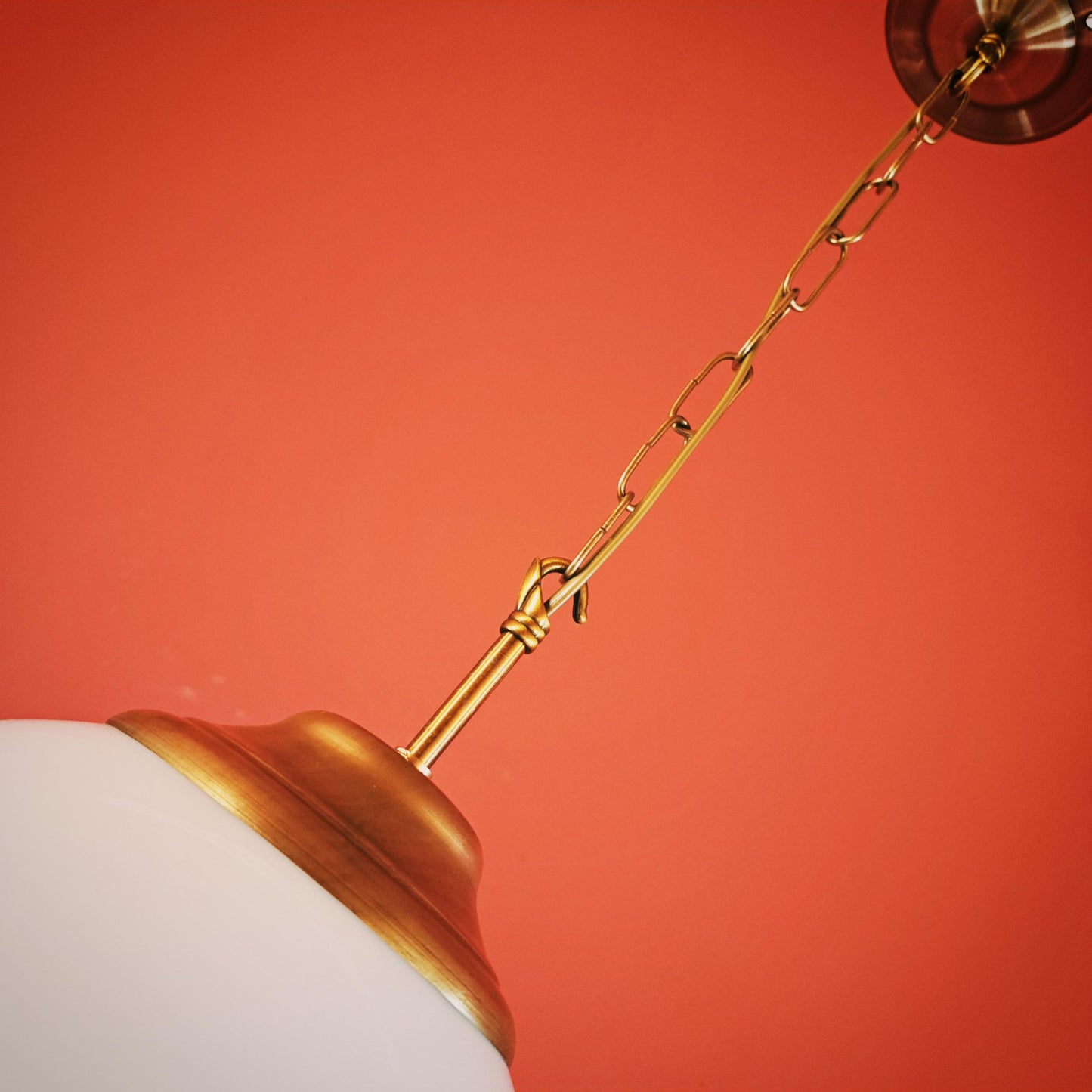 Vintage Brass Opaline Glass Globe Pendant Lights MULTIPLES AVAILABLE