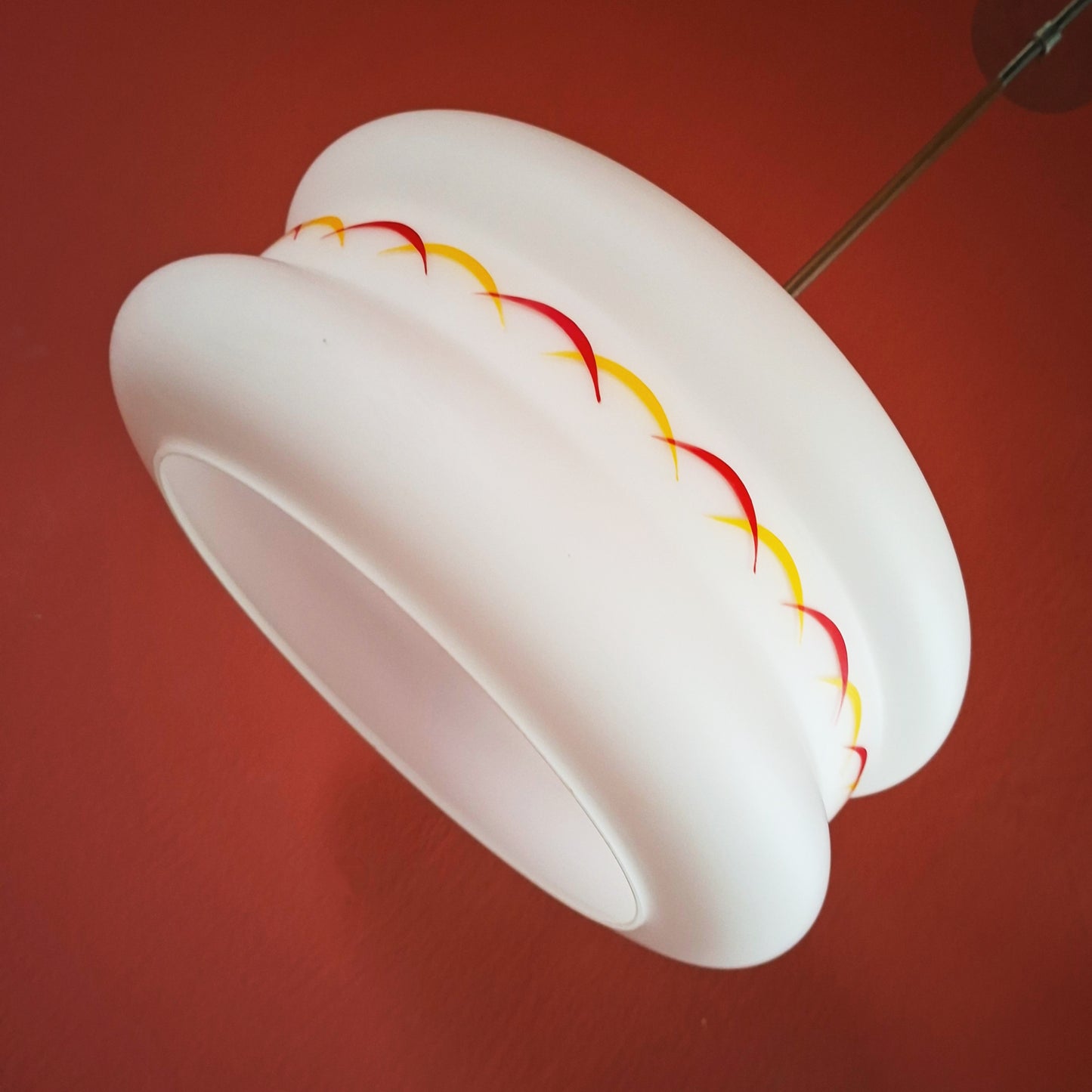 Large White Opaline Glass Atomic 60s Retro Pendant Light