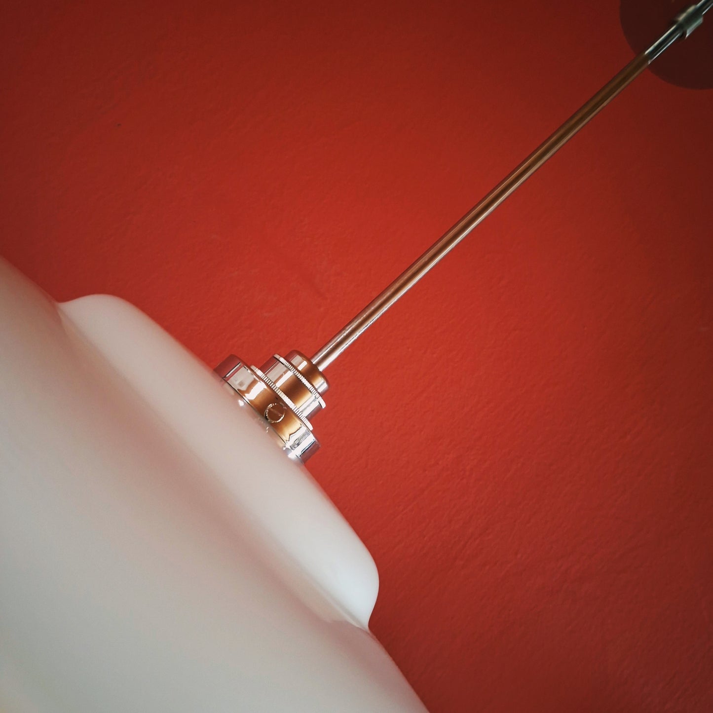 Large White Opaline Glass Atomic 60s Retro Pendant Light