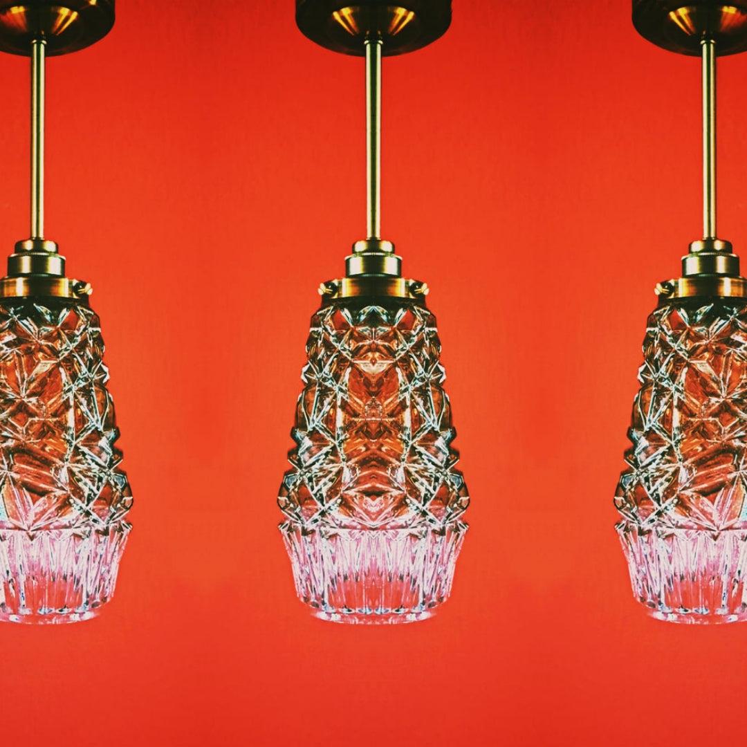 Vintage 1970s Bohemian Glass Pendant Lights (Set of 3)