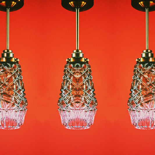 Vintage 1970s Bohemian Glass Pendant Lights (Set of 3)