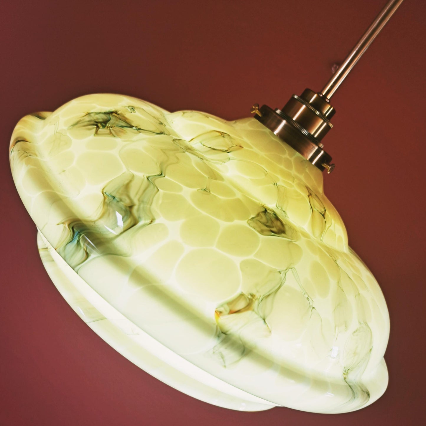 Art Deco Opaline Marbled Glass Pendant Light