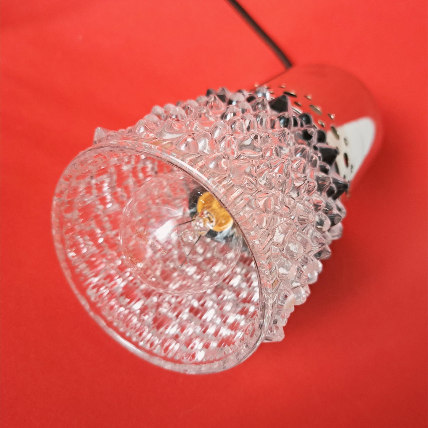 Mid Century Crystal Glass & Vintage Chrome Pendant Lights