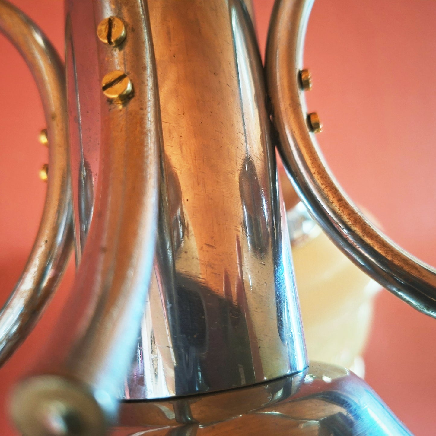 Art Deco Nickel Chrome-Plated Brass Glass Chandelier 1930s