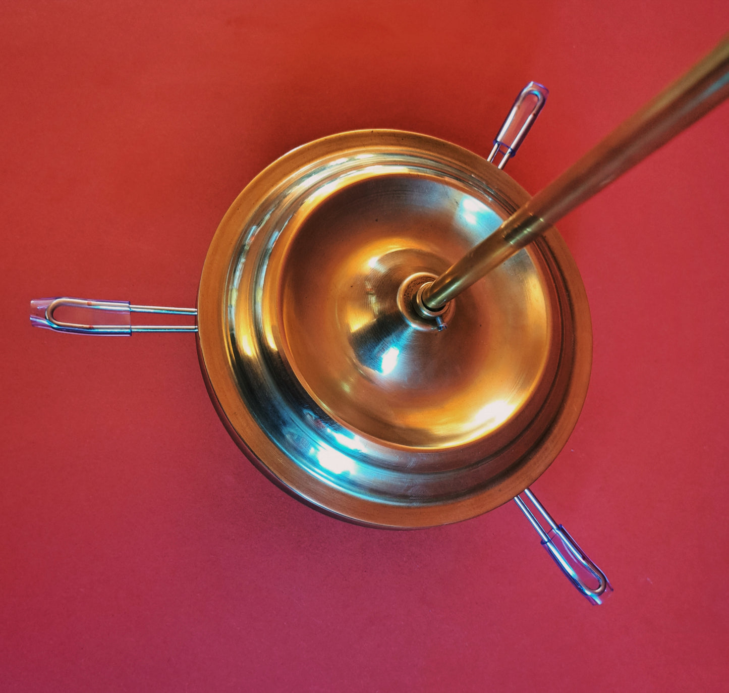 Large Vintage Brass Opaline Milk Glass Pendant Light Brass