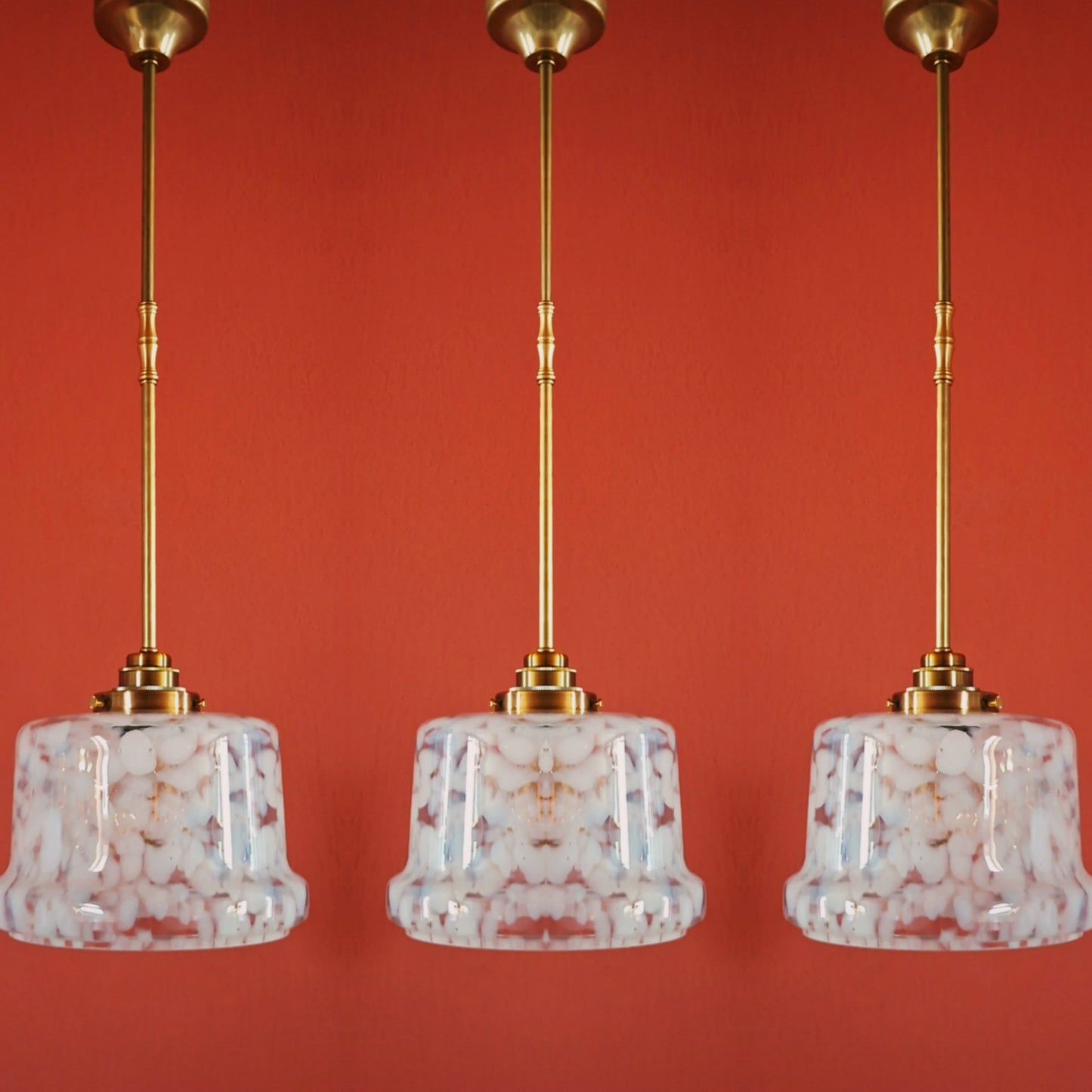 3 x Vintage Murano Glass Pendant Lights Kitchen Island Dining Ceiling Lights 1970s