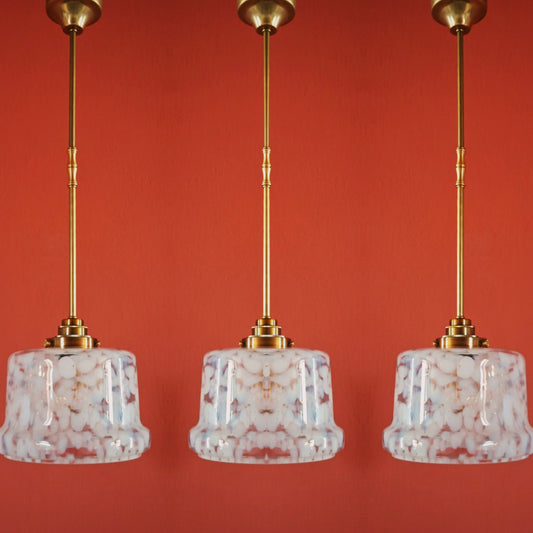 3 x Vintage Murano Glass Pendant Lights Kitchen Island Dining Ceiling Lights 1970s