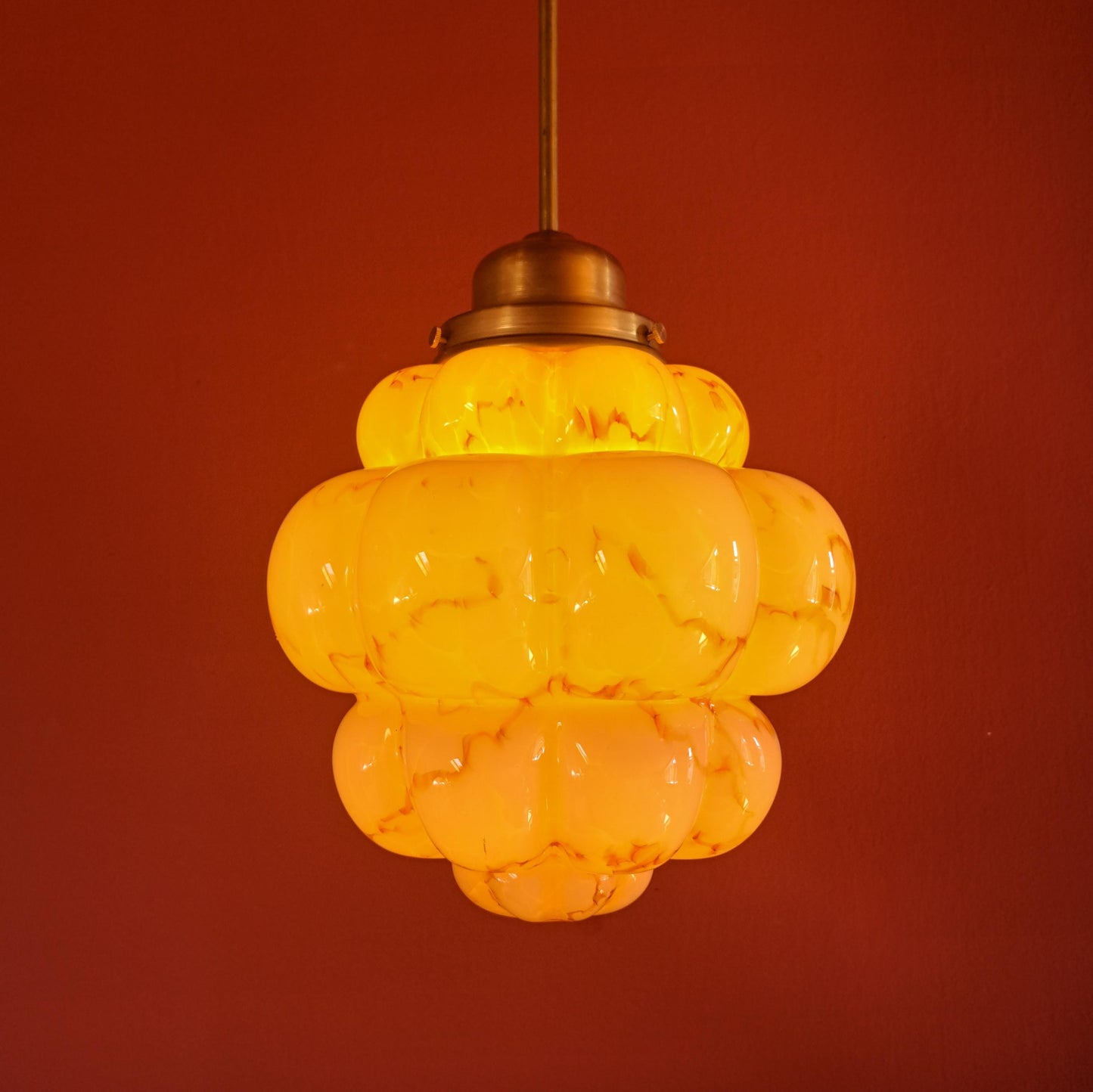 Art Deco Pink Marbled Murano Glass Pendant Light