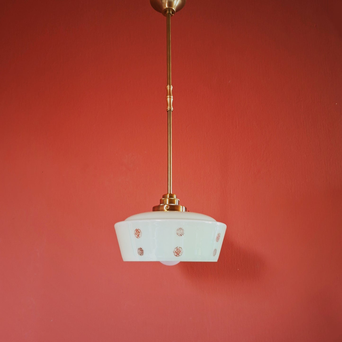 3 Vintage Green Opaline Glass Pendant Lights Mid Century Kitchen Dining Lighting