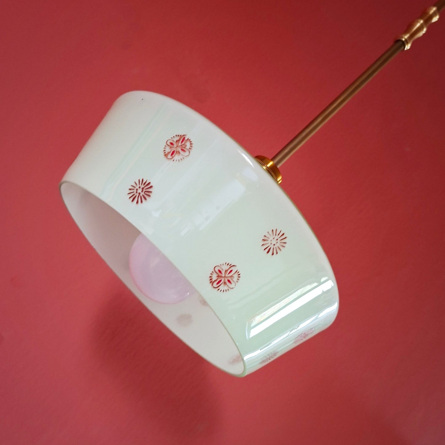 3 Vintage Green Opaline Glass Pendant Lights Mid Century Kitchen Dining Lighting