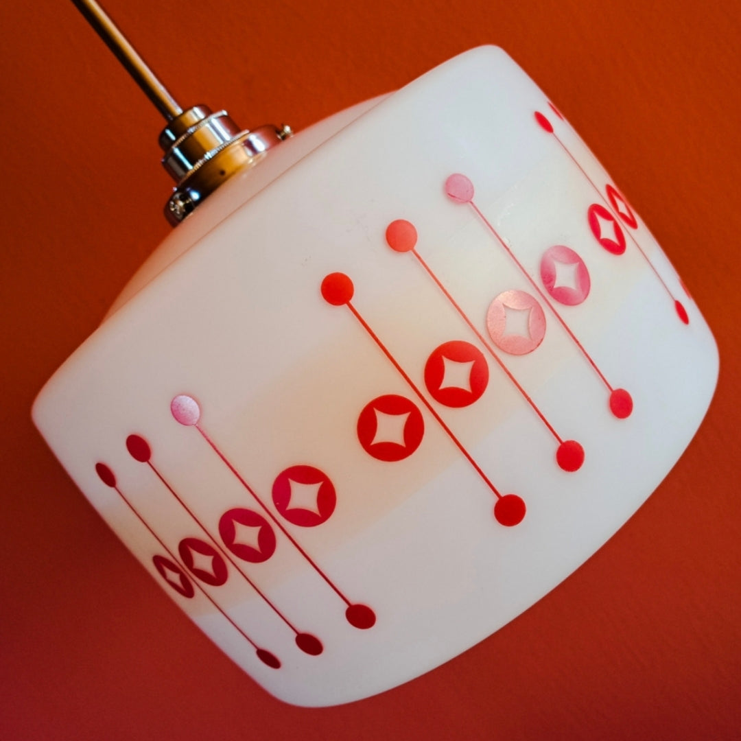 Vintage Opaline Glass Pendant Light 1960s Retro Space Age Lighting