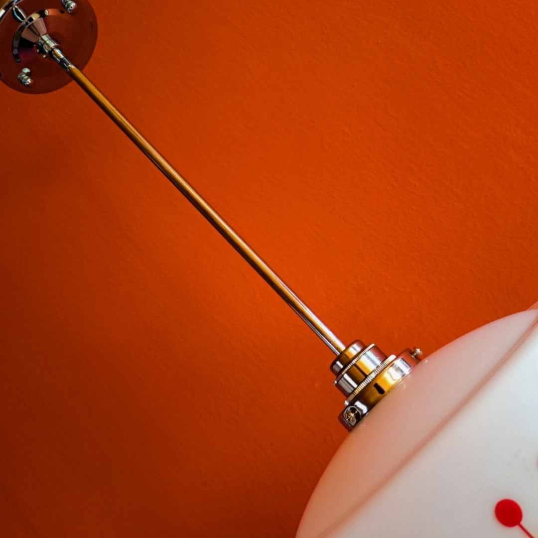 Vintage Opaline Glass Pendant Light 1960s Retro Space Age Lighting